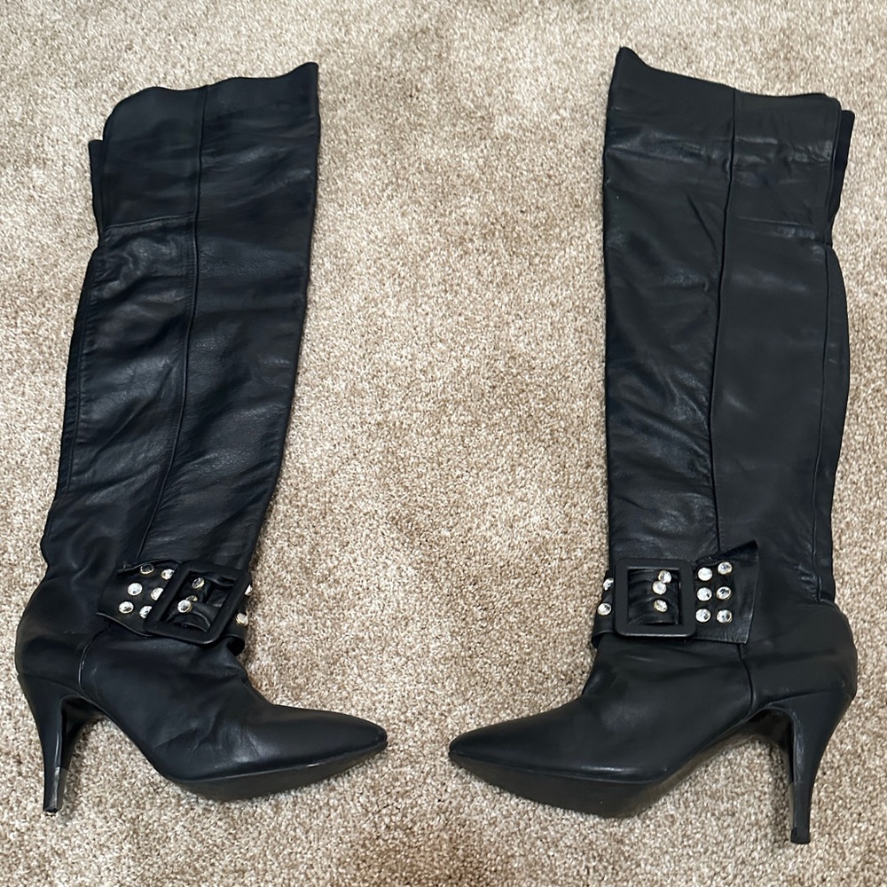 Vintage Leather Buckle Boots